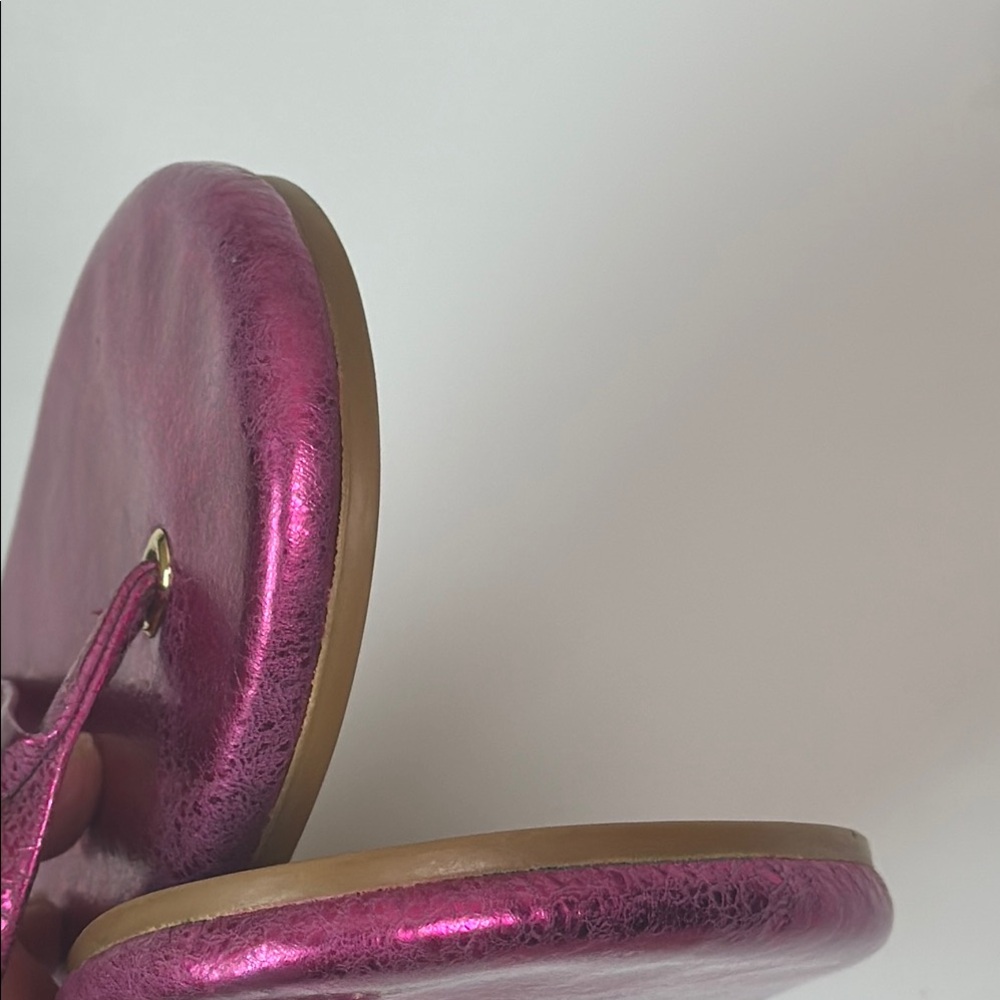 YOSI SAMRA Women's Fuchsia Pink Metallic‎ Rivington Sandals Size 8 - Picture 9 of 11